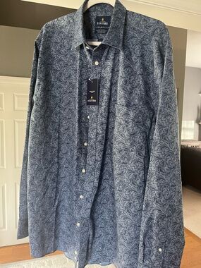 Stafford Blue Paisley Long-Sleeve Button-Down Shirt
